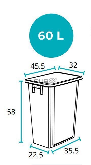 Cubo de Reciclaje Azul Sin Tapa 60L